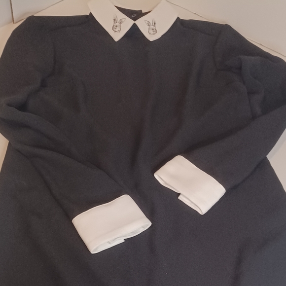 Victoria‎ Beckham For Target Black Mod Bunny Collared Long Sleeve Dress - Picture 1 of 8
